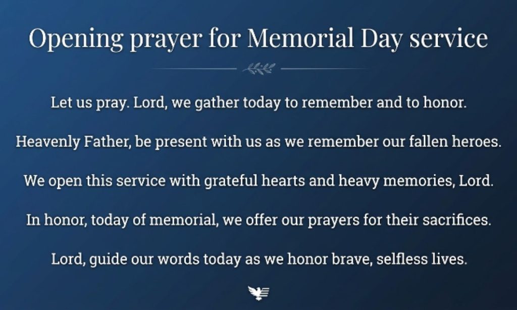Opening prayer for Memorial Day service
