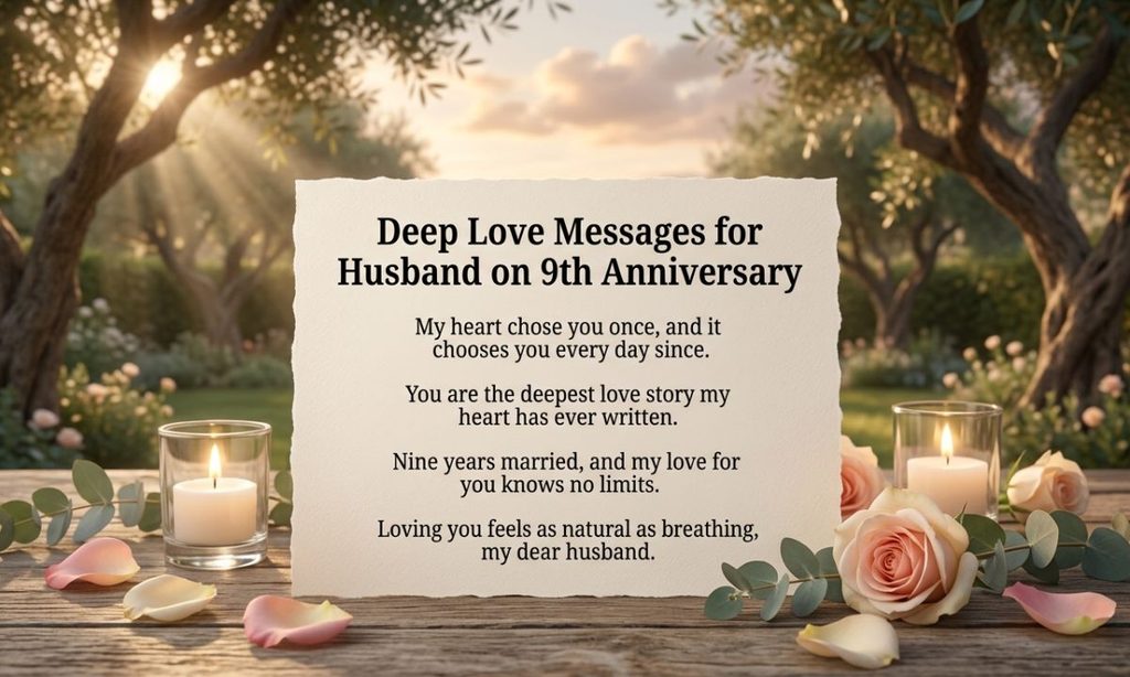 Deep Love Messages for Husband on 9th Anniversary