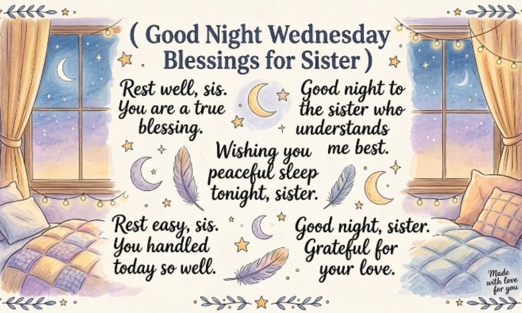 Good Night Wednesday Blessings for Sister