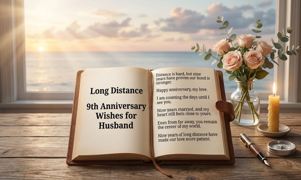 Long Distance 9th Anniversary Wishes for Husband